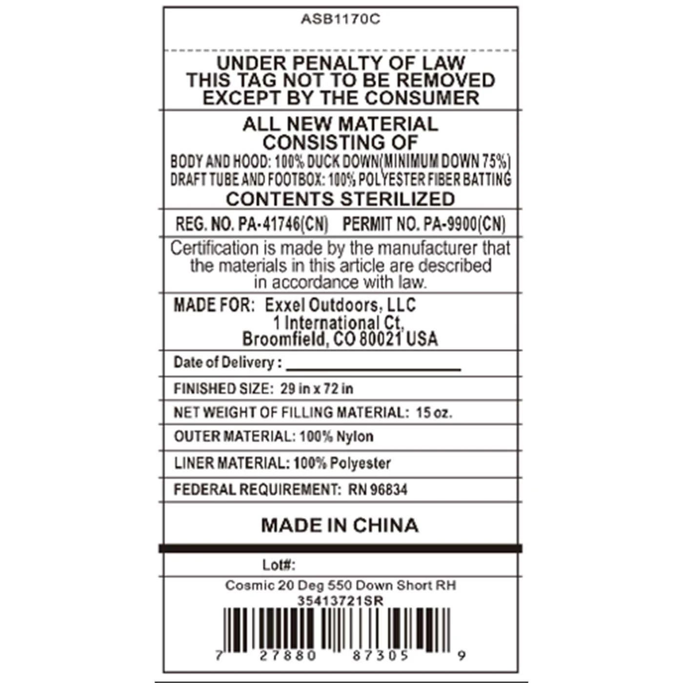 Kelty Cosmic 20 Deg 550 Down Sleeping Bag, Short Size, Right-Hand 8 Kelty Cosmic 20 Deg 550 Down Sleeping Bag, Short Size, Right-Hand - Image 6